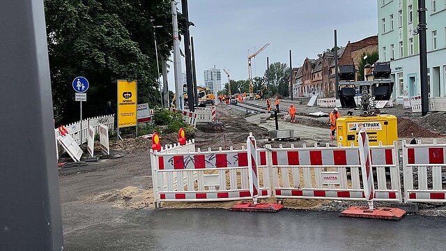 Blick auf die Baustelle Mansfelder Straße, Ersatzneubau Elisabethbrücke.